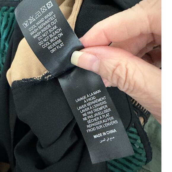 Self Portrait Black Eyelet Mesh Green & Orange Contrast High Neck Dress 6 - Picture 13 of 16